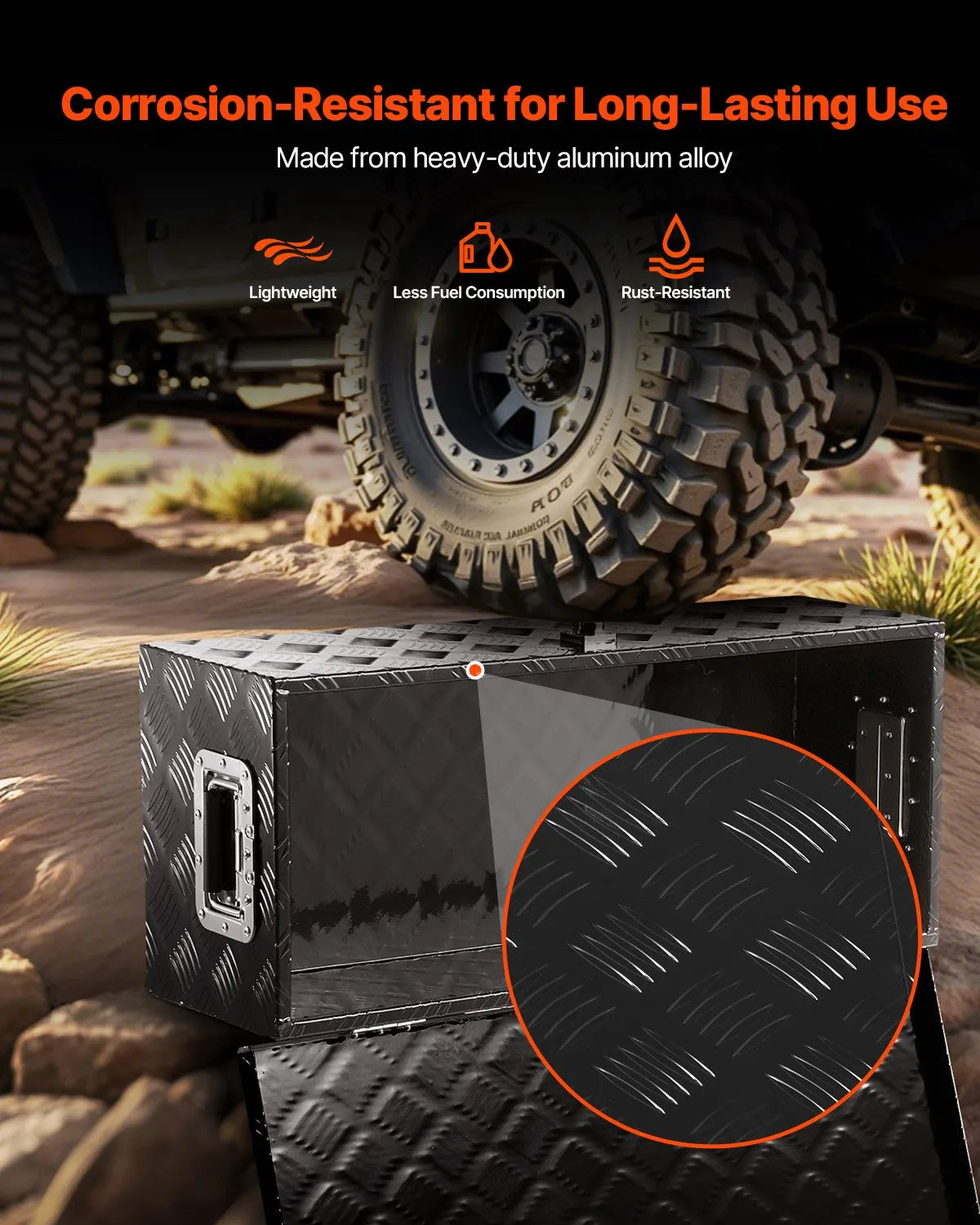 VEVOR 30"x13"x9.6" Heavy Duty Aluminum Truck Bed Tool Box for Pickup RV Black