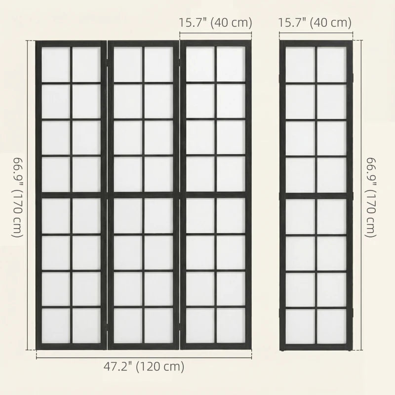 3 Panel Room Divider, 5.6 ft Folding Wall Divider Room Partition for Home Office, Bedroom, Black
