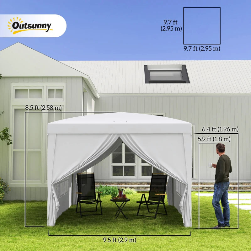 10'x10' Outdoor Pop Up Party Tent Wedding Gazebo Canopy with Carrying Bag (White)