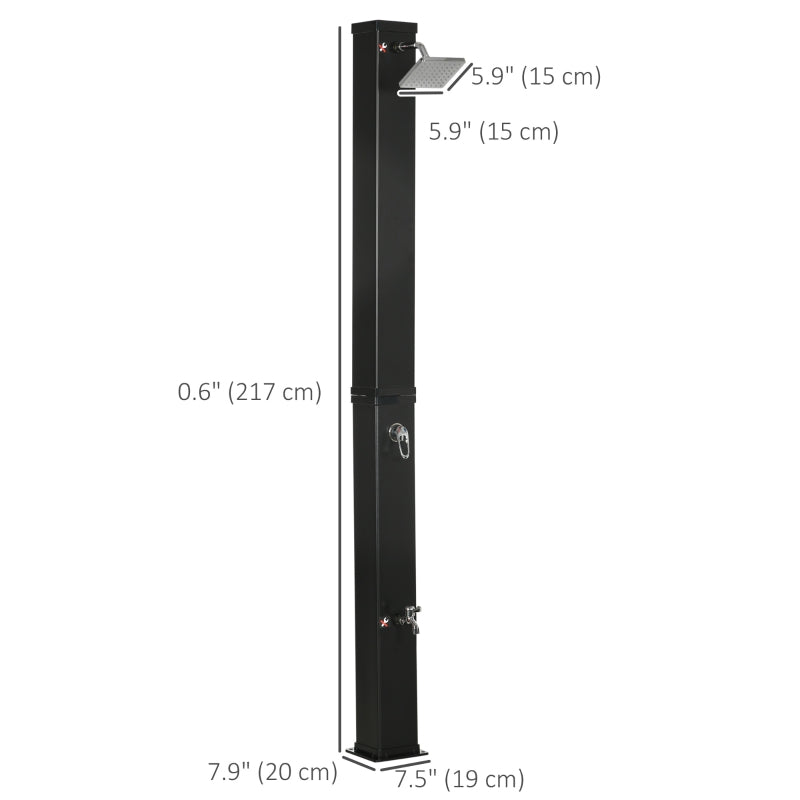 10.6 Gallons Solar Heated Shower with Free-Rotating Shower Head, Temperature Adjustment & Foot Shower