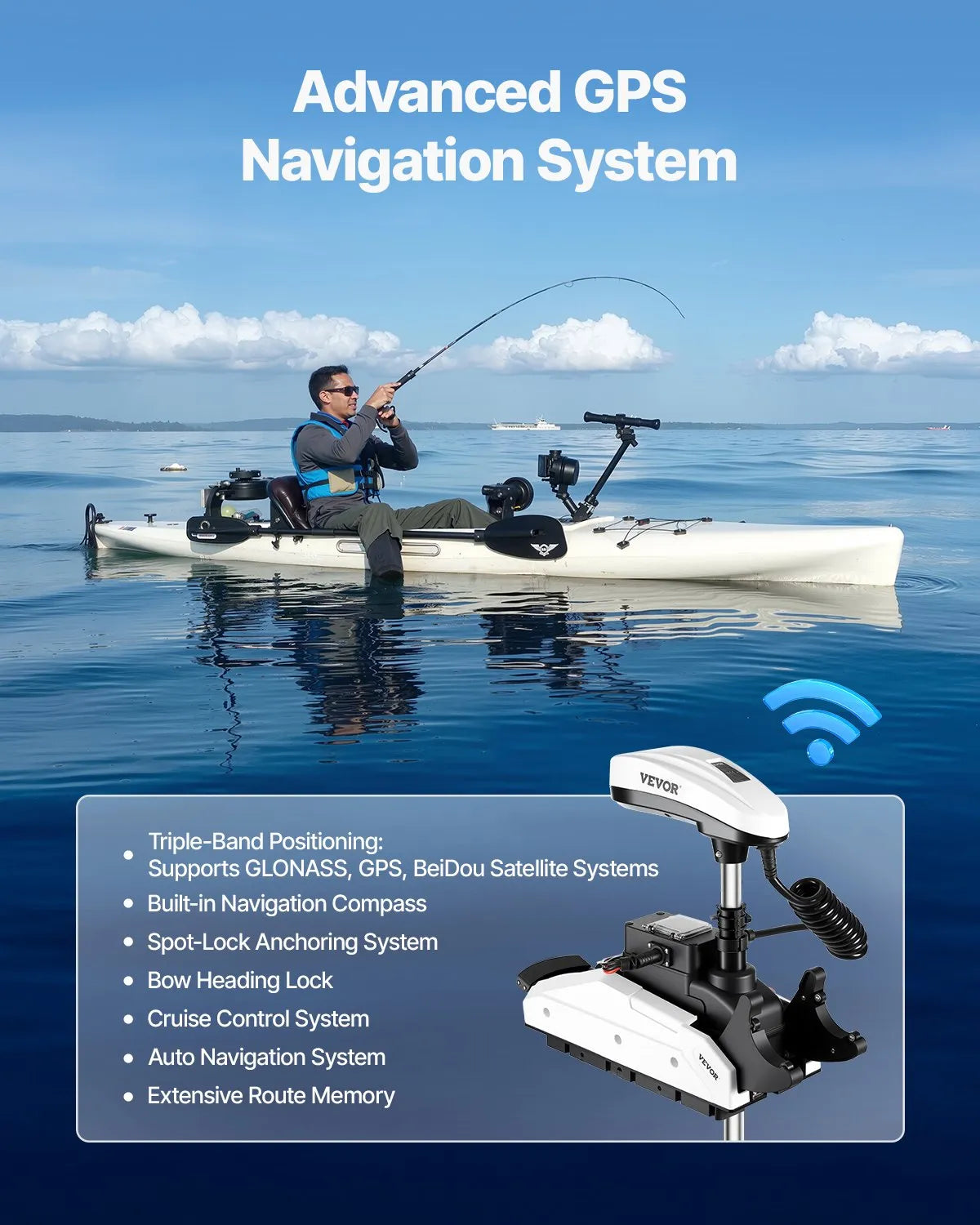 VEVOR 55lb 12V Thrust Electric Trolling Motor Saltwater Boat Engine 54" Shaft