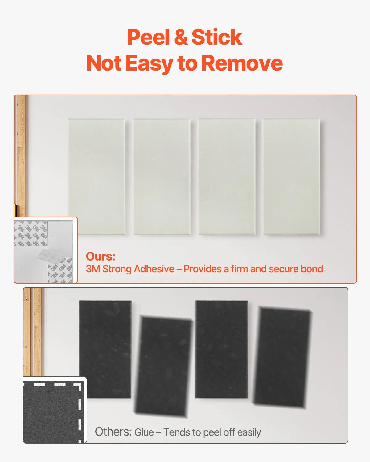 VEVOR 4 PCS Acoustic Wall Panels 2 in Thick 23.6 x 11.8 in Self-adhesive Beige