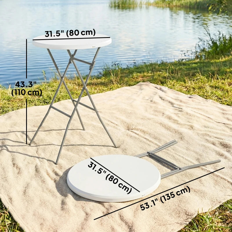 2.6ft Plastic Folding Picnic Table, Camping Table with Anti-Slip Foot Pads, White