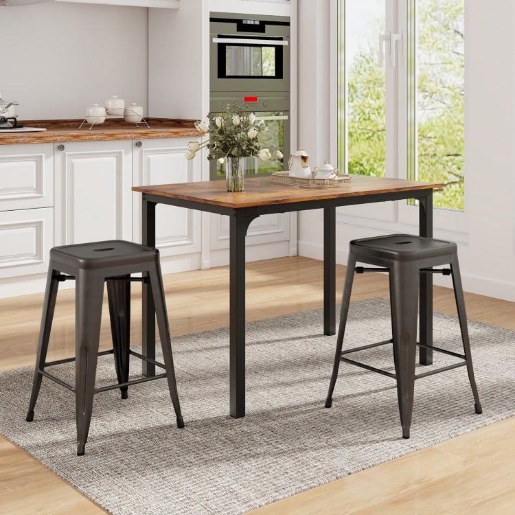 24 Inch Set of 4 Tolix Style Counter Height Barstool Stackable Chair-Gun