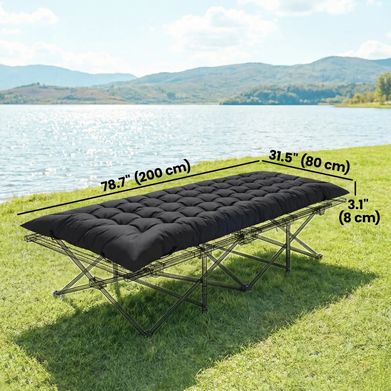 Sleeping Mat, Camping Mattress Pad with Elastic Straps, Black