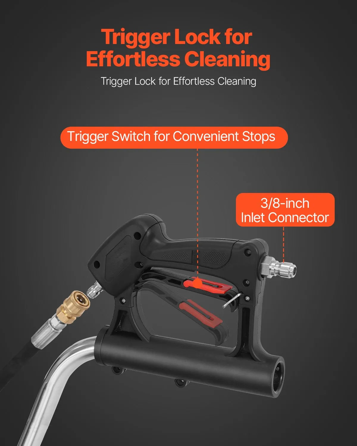 VEVOR 20" Pressure Washer Surface Cleaner 4 Wheels Dual Handle 4500 Max PSI