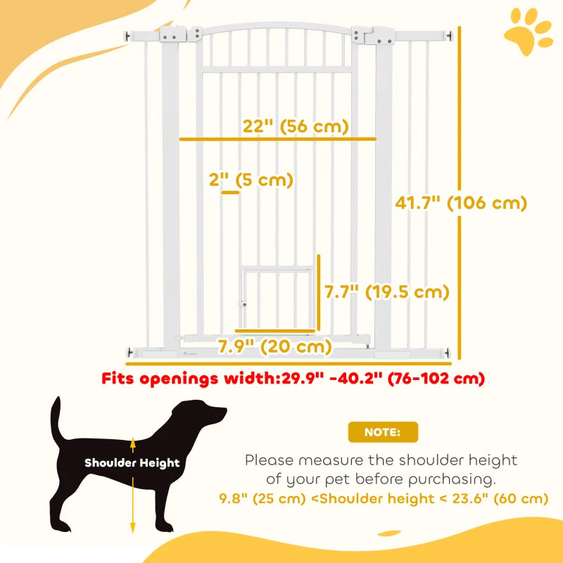 30"-41" Extra Wide Pet Gate with Small Door, 42" H Dog Gate with 3-Inch and 5.5-Inch Extension Kit