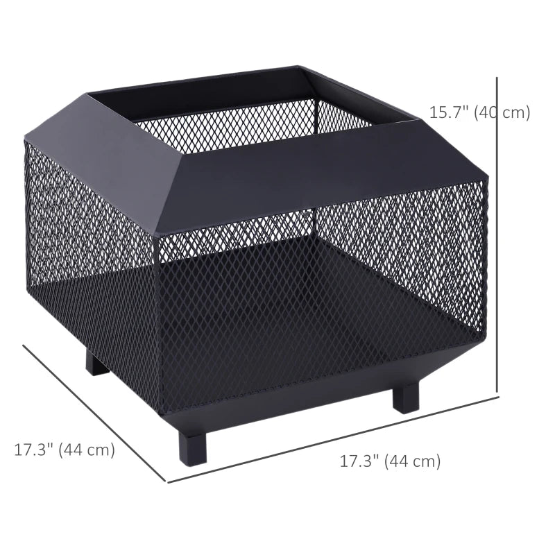 17" Outdoor Fire Pit with Fire Poker, Wood Burning Firepits, Portable Firepit for Patio Backyard Bonfire Camping, Black