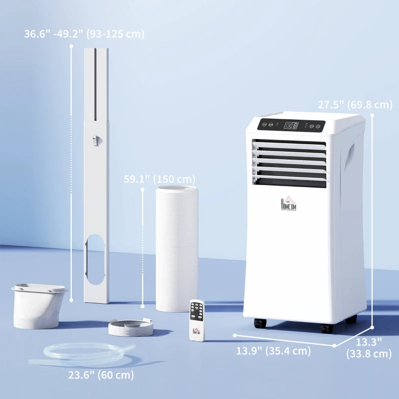 10,000BTU Mobile Portable Air Conditioner with Cooling, Dehumidifier, 2 Speed Fans, 24-Hour Timer for Bedroom, White
