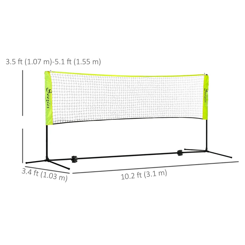 Soozier 10ft Badminton Net, Height Adjustable Outdoor Sports Net with Carry Bag, for Tennis, Pickleball and Volleyball, Yellow