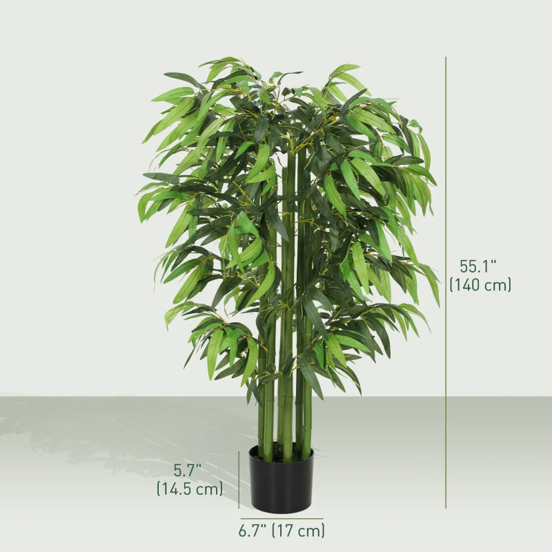 4.6FT Artificial Bamboo Tree Set of 2, Decorative Faux Plant in Nursery Pot, Faux Tree for Home Indoor Decor