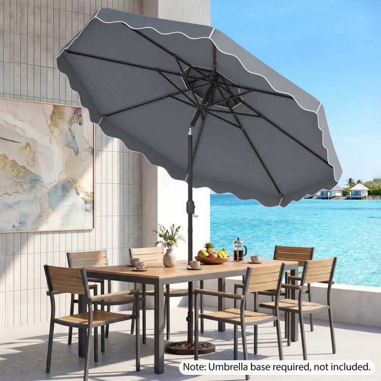 10 Feet Patio Umbrella with Push Button Tilt and Crank-Gray