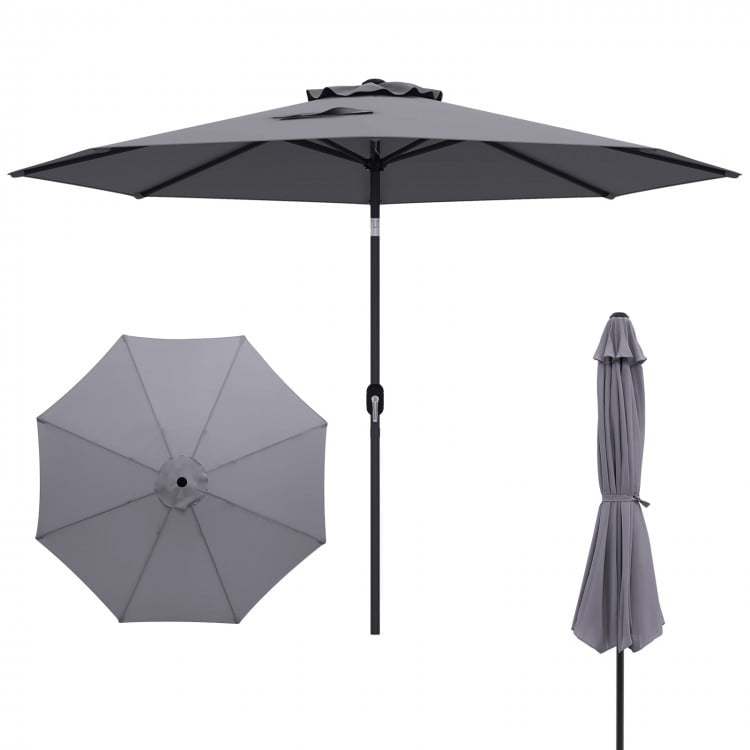 10 Feet Outdoor Patio Umbrella with Tilt Adjustment and Crank-Gray