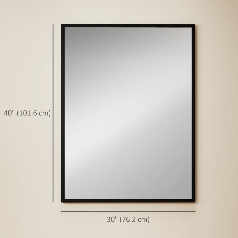 30" x 40" Bathroom Mirror for Wall, Rectangular Mirror for Living Room, Bedroom, Entryway, Black