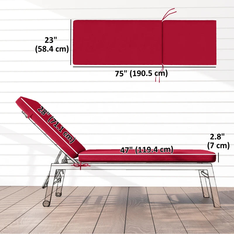 2-Piece Back and Seat Cushion Pillows Replacement, Patio Chair Cushions Set with Ties for Indoor Outdoor, Wine Red