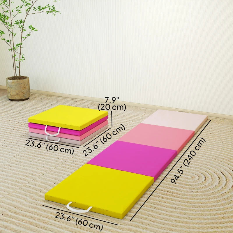 Soozier 8ft Folding Gymnastics Mat, Thick Exercise Mat with Carry Handles for Home Gym Yoga Aerobics Fitness Training