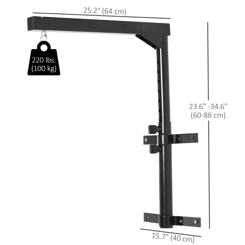Soozier 220lbs Wall Mounted Punching Bag Hanger, Adjustable Height Punching Bag Holder for Boxing and MMA Training