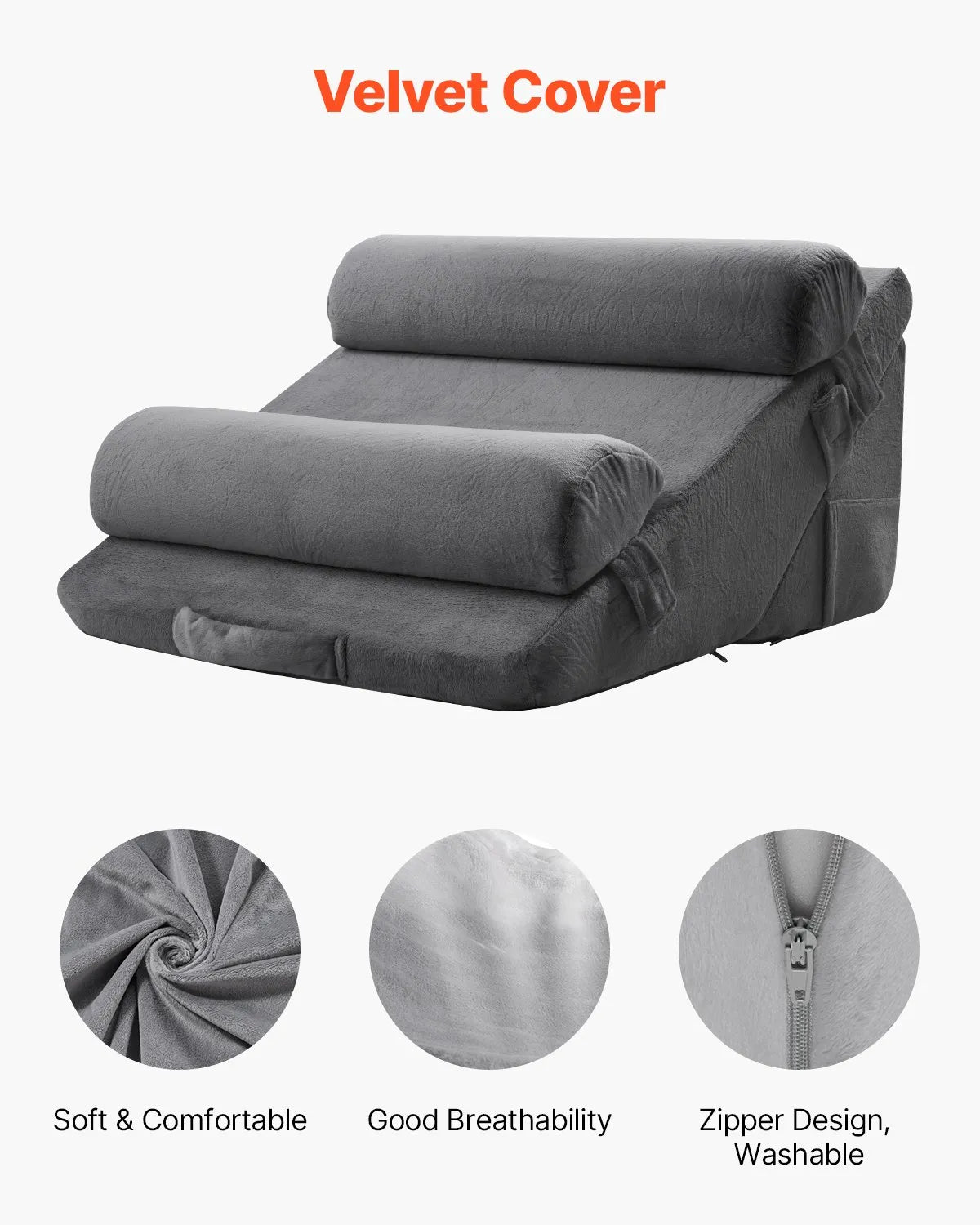 VEVOR Orthopedic Bed Wedge Pillow 4 Pcs Adjustable for Back Leg Neck Sleep GERD
