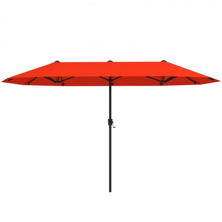 13 FT Large Patio Umbrella Outdoor Double-Sided Table Market Umbrella with Crank Handle-Orange