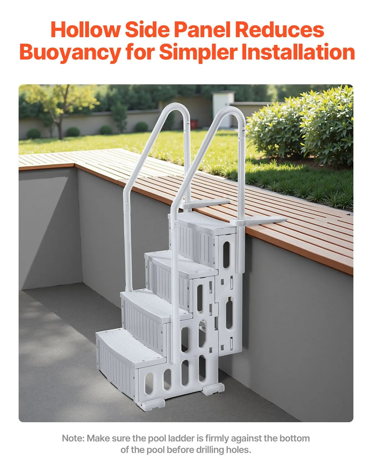 VEVOR 4-Step Grey Pool Ladder of 2 Handrails Supports 400 lb for 48-54 In Pool