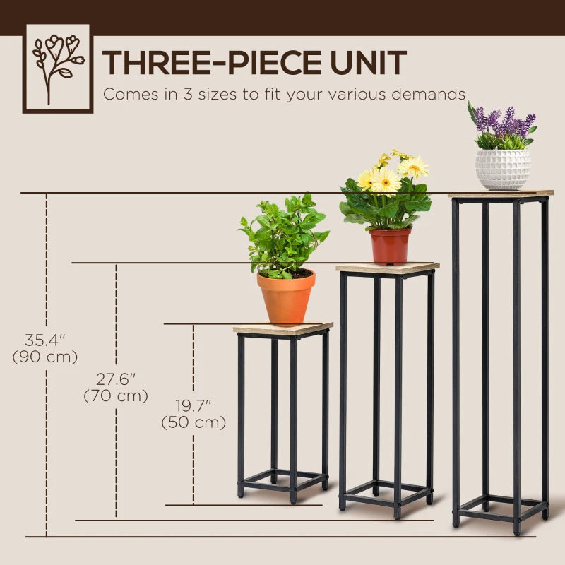 3 Packs Plant Stand Indoor, Metal Plant Stand Outdoor Plant Rack, Decorative Flower Display Holder for Patio Garden