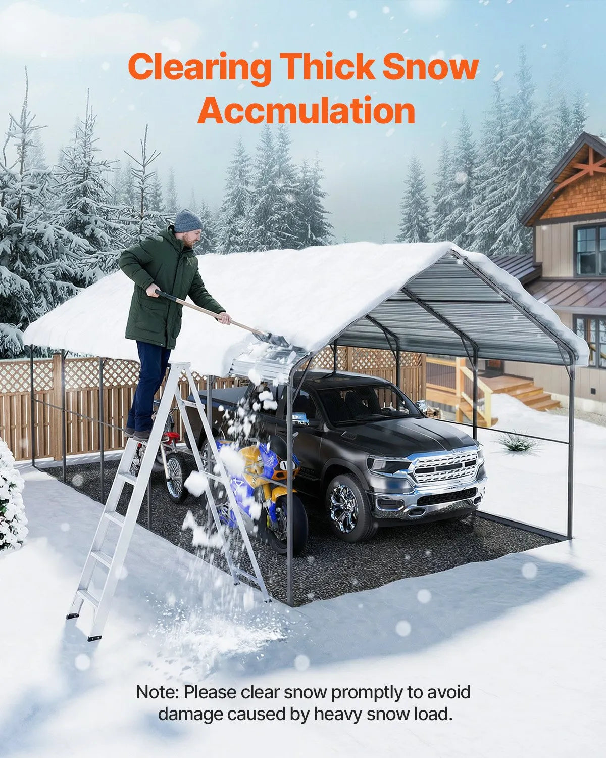 VEVOR 13' x 26' Metal Carport Heavy Duty Outdoor Car Shelter Garage for Boats