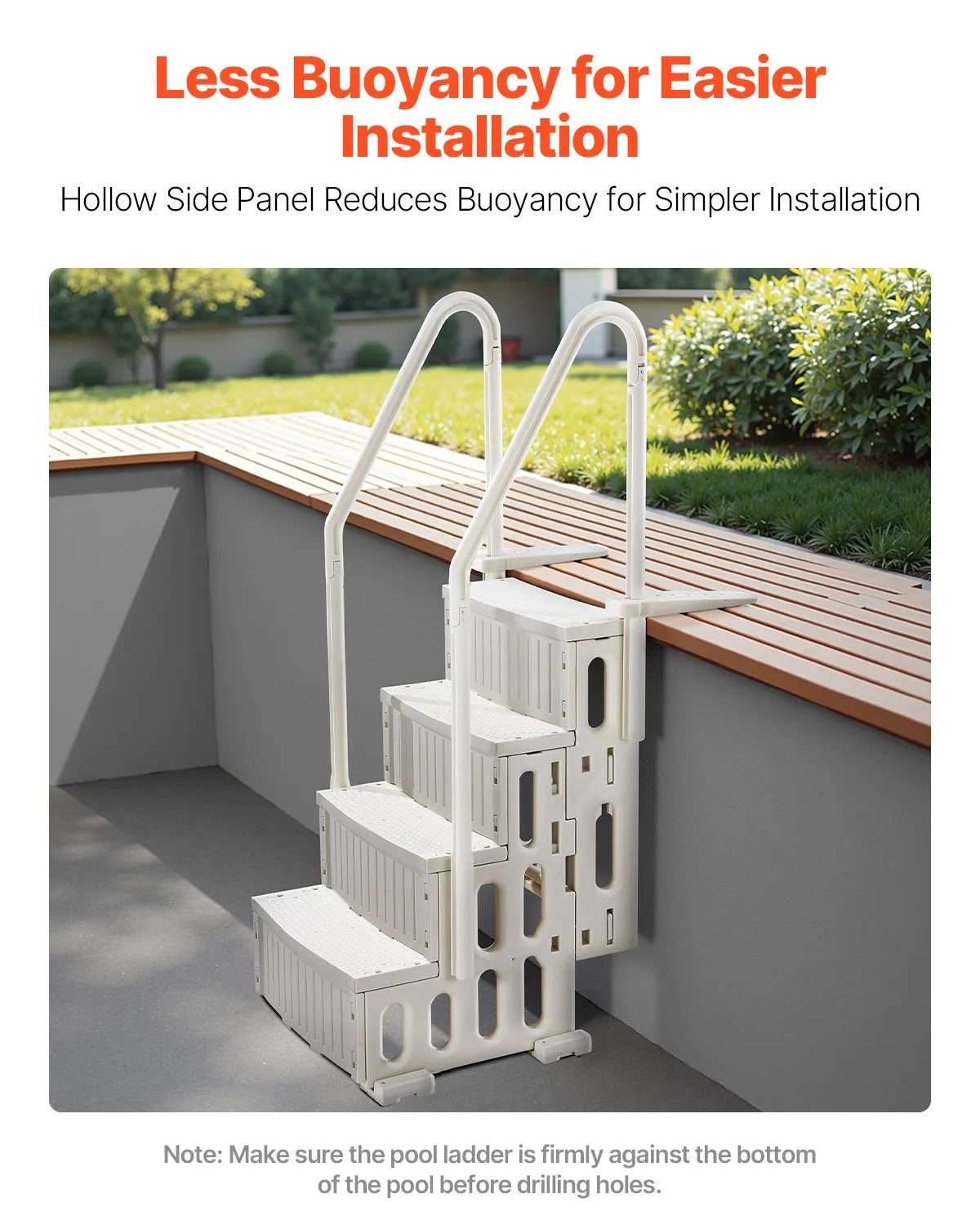 VEVOR 4-Step White Pool Ladder of 2 Handrails Supports 400 lb for 48-54 In Pools
