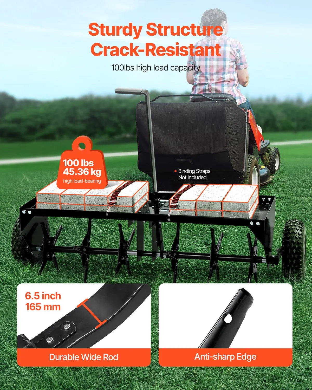 VEVOR 40" Tow Behind Plug Aerator with Universal Hitch Lawn Aerator Tow Behind