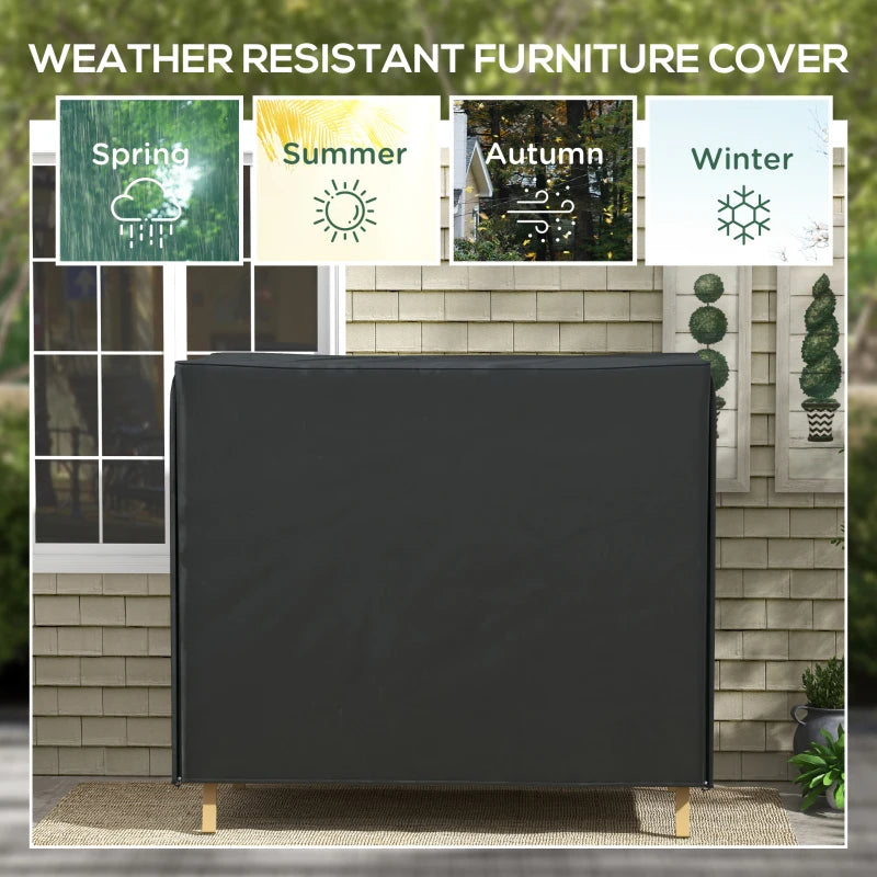 3 Seater Garden Swing Cover, Waterproof 420D Outdoor Swing Bench Cover with Zip, Windproof and Anti-UV, Black