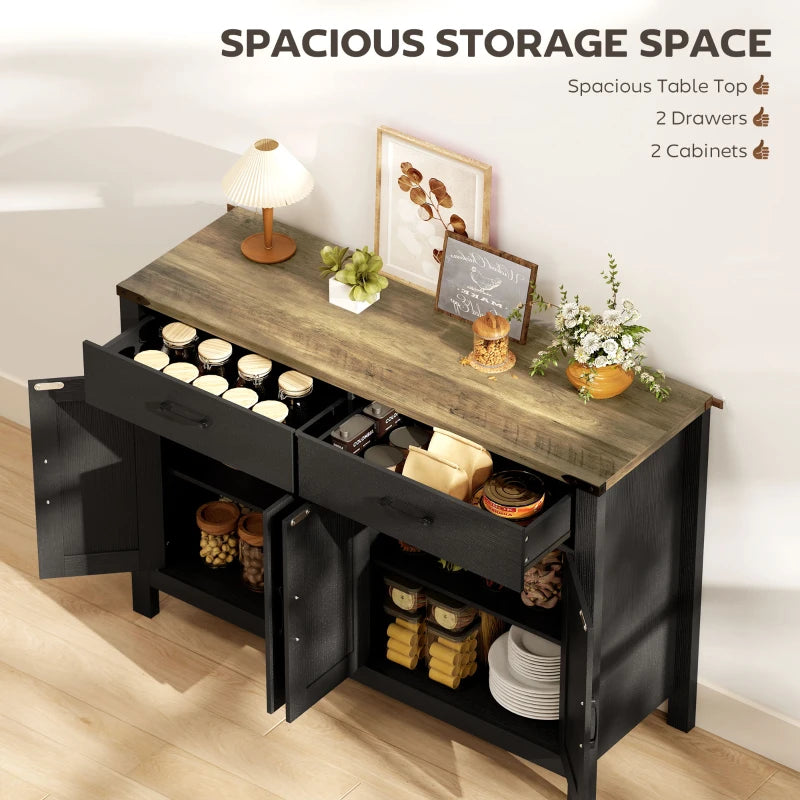 Sideboard Buffet Cabinet, Farmhouse Kitchen Storage Cabinet w/ 2 Drawers and Shelves for Living Room, Entryway