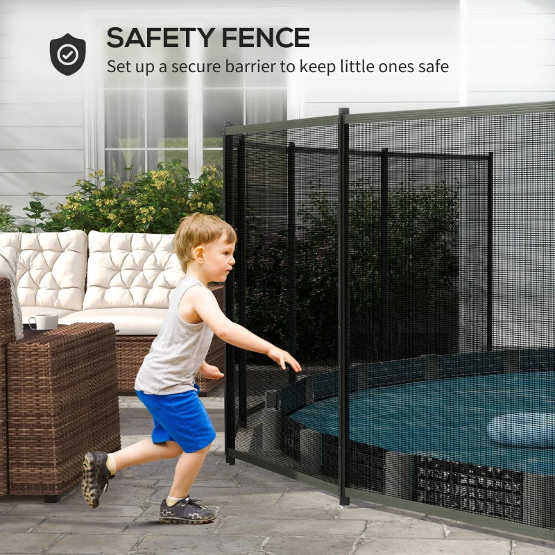 4 Panel Swimming Pool Fence, Aluminium Rustproof Pool Fencing, 4' x 12', Black