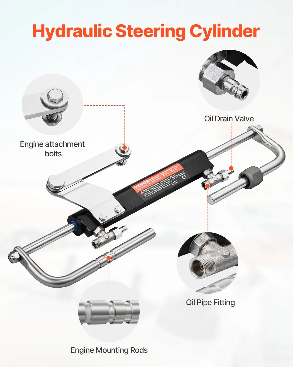 VEVOR 90HP Hydraulic Outboard Steering Kit Marine Boat Hydraulic Steering System