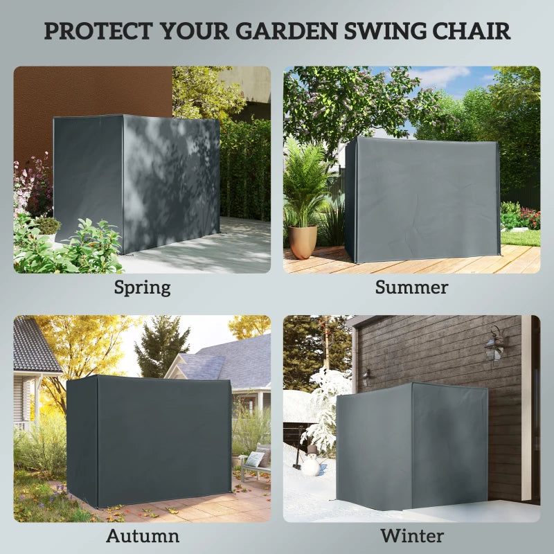 3 Seater Garden Swing Cover, Waterproof 420D Outdoor Swing Bench Cover with Zip, Windproof and Anti-UV, Grey