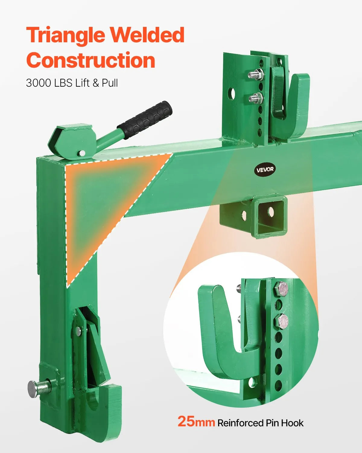 VEVOR 3-Point Quick Hitch 2" Receiver Fit Category 1 & 2 Tractor 3000lb Green