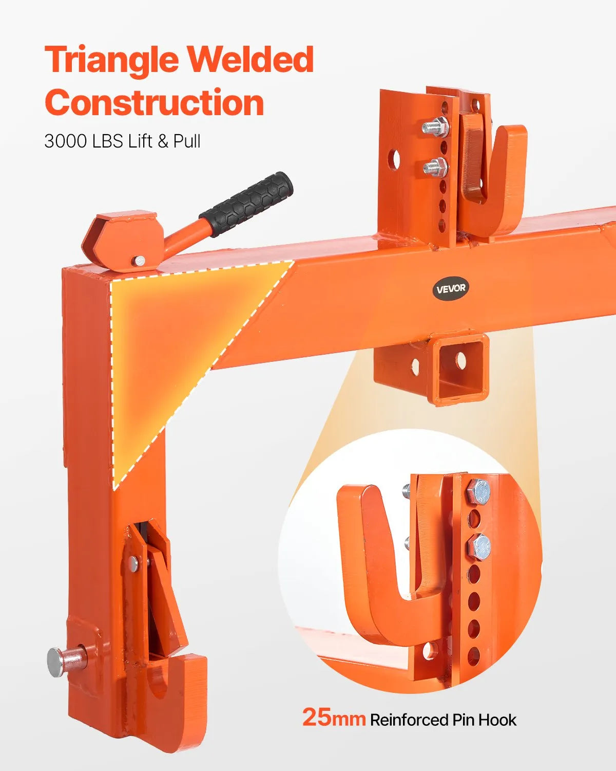 VEVOR 3-Point Quick Hitch 2" Receiver Fit Category 1 & 2 Tractor 3000lb Orange