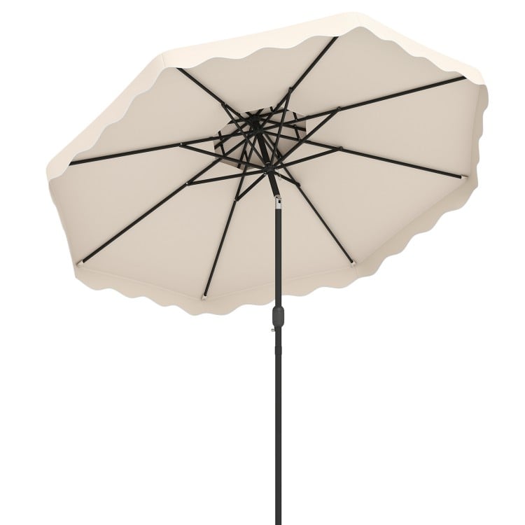 10 Feet Patio Umbrella with Push Button Tilt and Crank-Beige