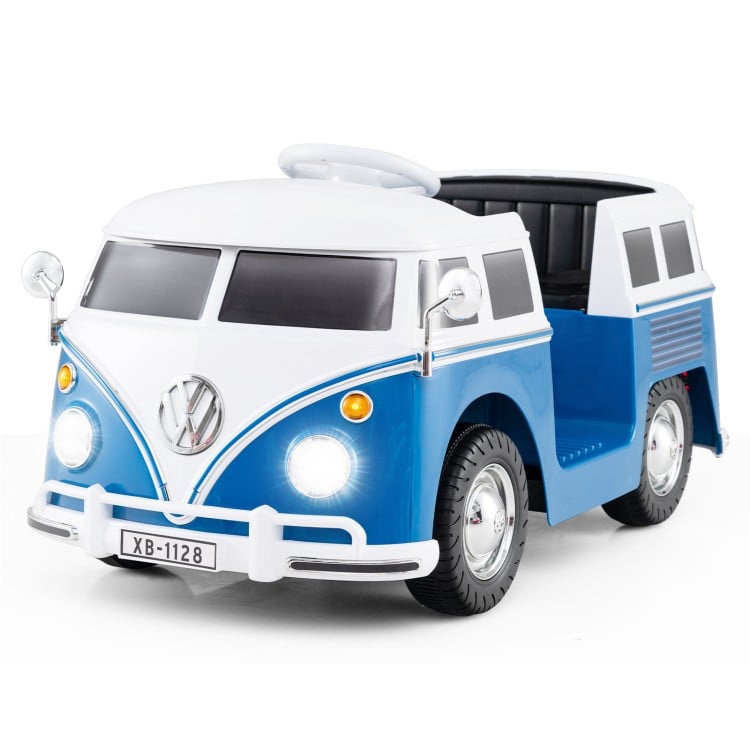 12V Ride On Car Licensed Volkswagen Ride-on Bus with Cup Holder and LED Headlights for 3+ Years Old-Blue