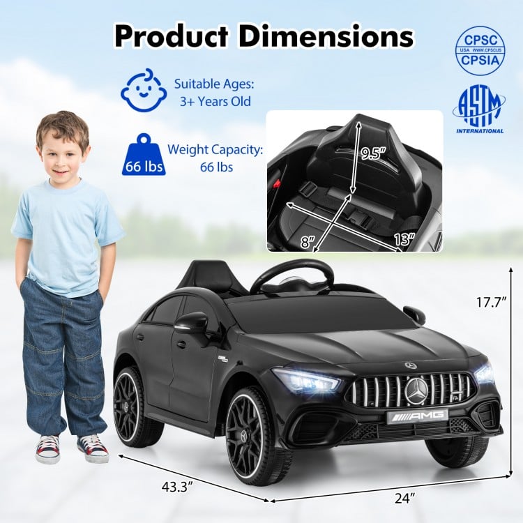 12V Kids Ride on Car Mercedes-Benz AMG CLA 45 with Remote-Black