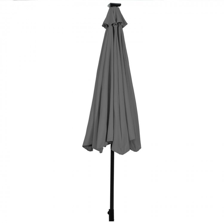 10 Feet Outdoor Patio Umbrella with Bright Solar LED Lights-Gray