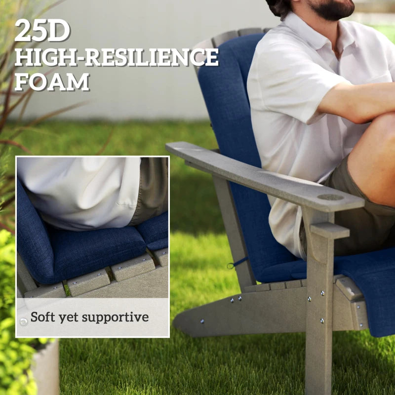 Set of 4 Patio Chair Cushions, High Back Adirondack Chair Cushion with Ties, High-Density Foam, Navy Blue