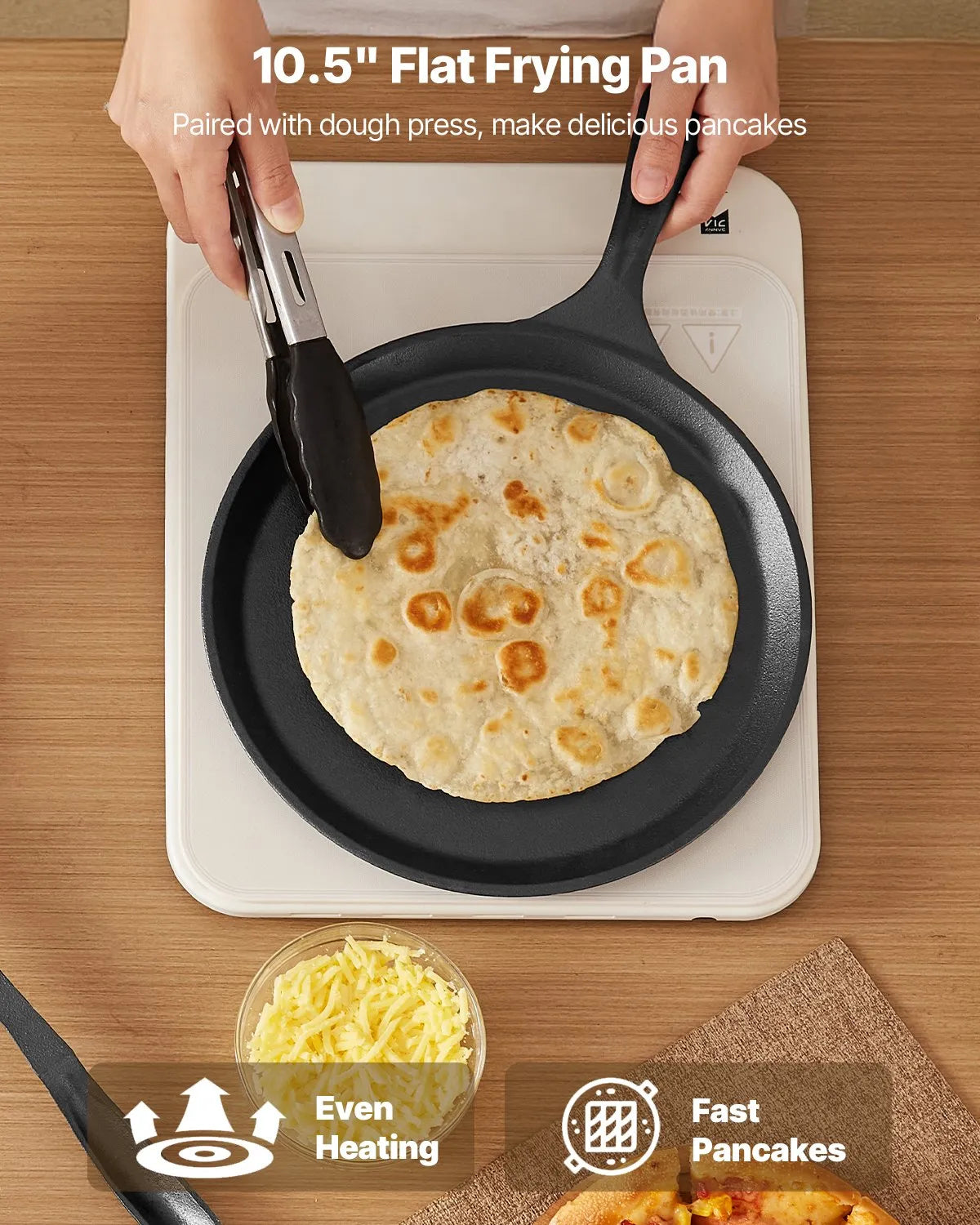 VEVOR 10 Inch Tortilla Press Chapati Maker Roti Dough Maker Heavy Duty Cast Iron