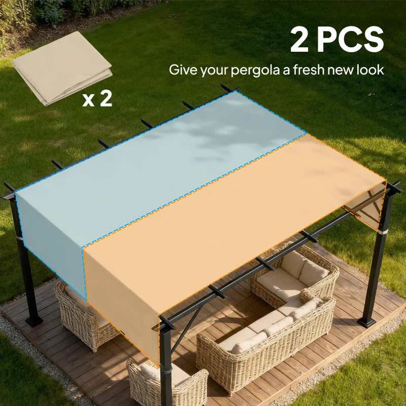 2 Pcs UV Protection Pergola Replacement Canopy, Pergola Shade Cover, Easy to Install, for 10' x 11.8' Pergola, Khaki