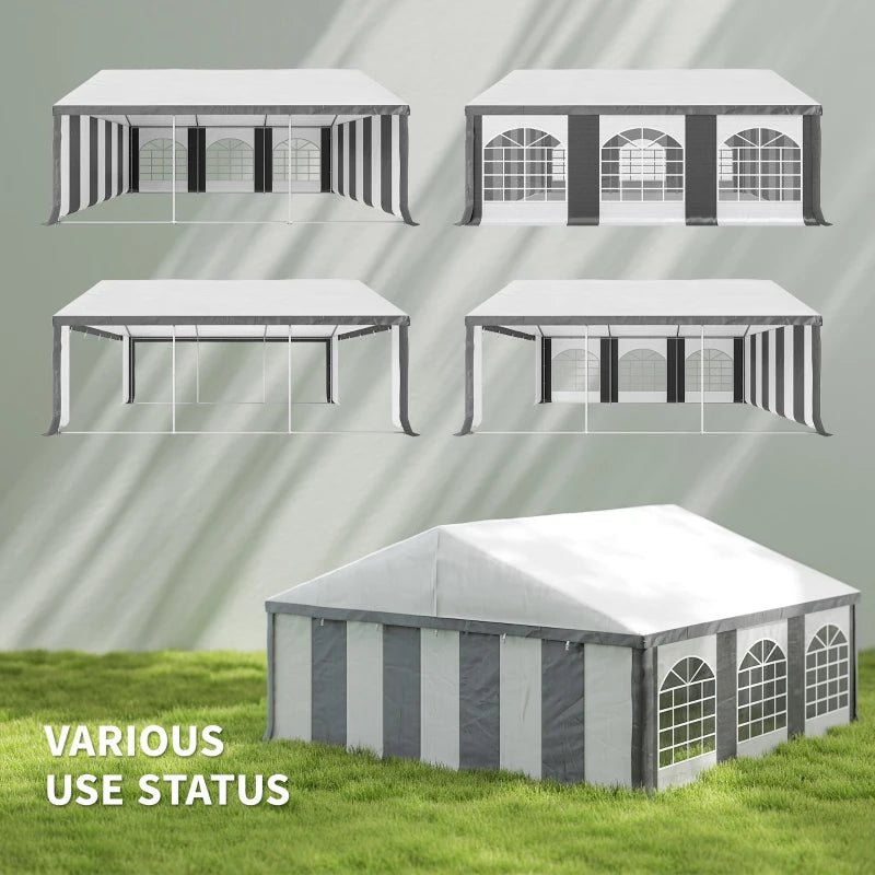 20' x 20' Heavy-duty Large Wedding Tent, Outdoor Carport Garage Party Tent, Patio Gazebo Canopy with Sidewall, Grey