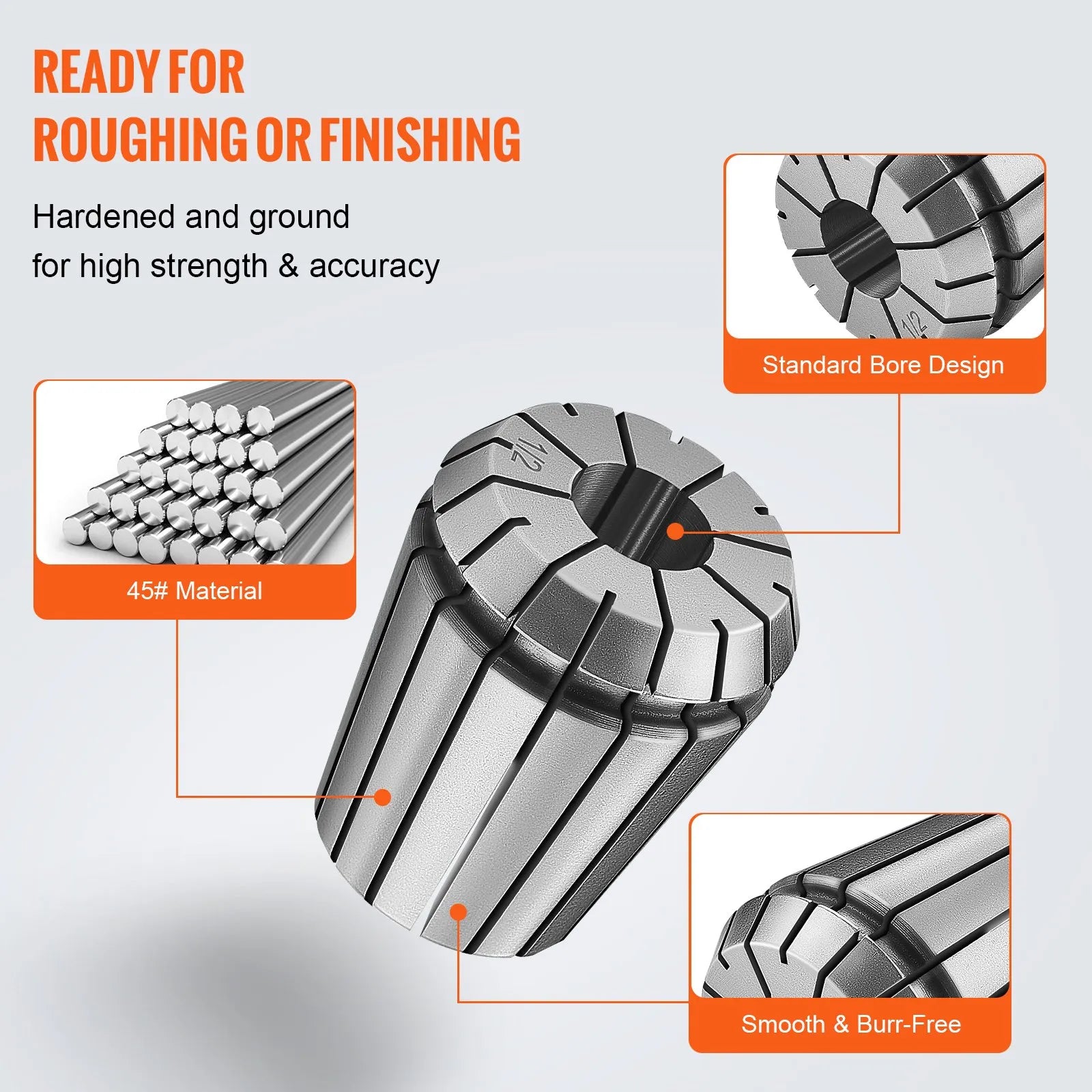 VEVOR 25 pcs ER32 Collet Set, 1/16''-13/16'', ER32 Spring Collet Chuck Set, 0.0006"/15 µm TIR Lathe Chuck Tool with 25 Labeled Storage Boxes, for CNC Engraving Machine Milling Lathe Tool Drill Press
