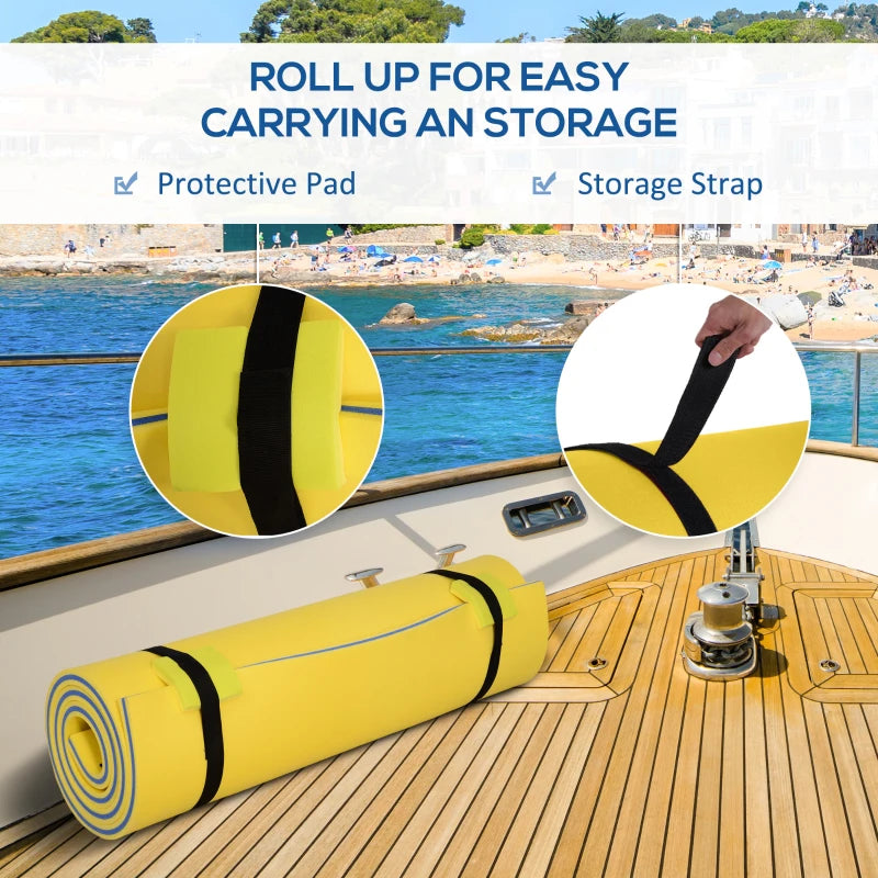 10' x 5' Roll-Up Pool Float Pad for Lakes, Oceans, & Pools, Water Mat for Playing, Relaxing & Recreation, Yellow