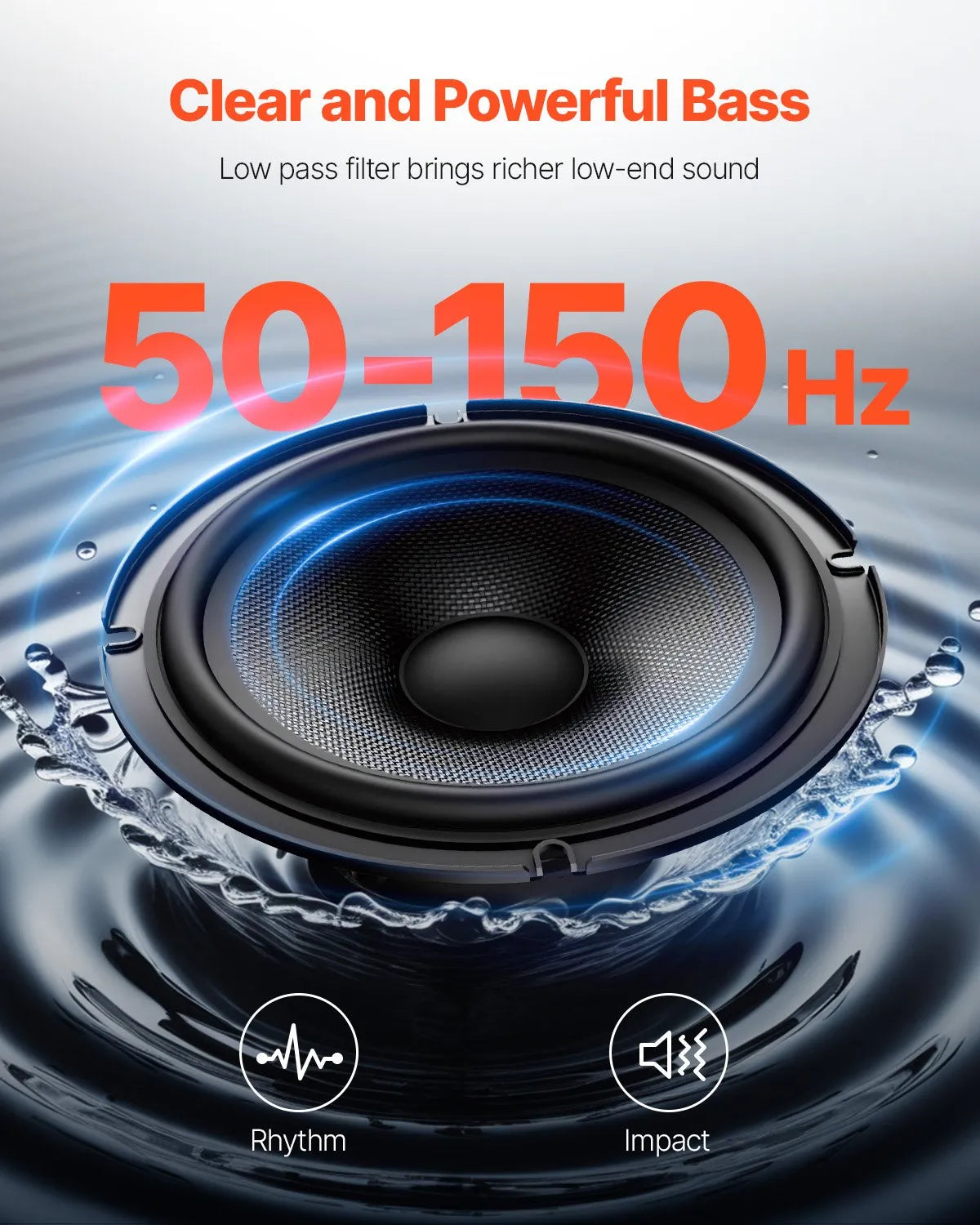 VEVOR 10" 440W Under Seat Car Subwoofer with Blue Ambient Light Subwoofer System