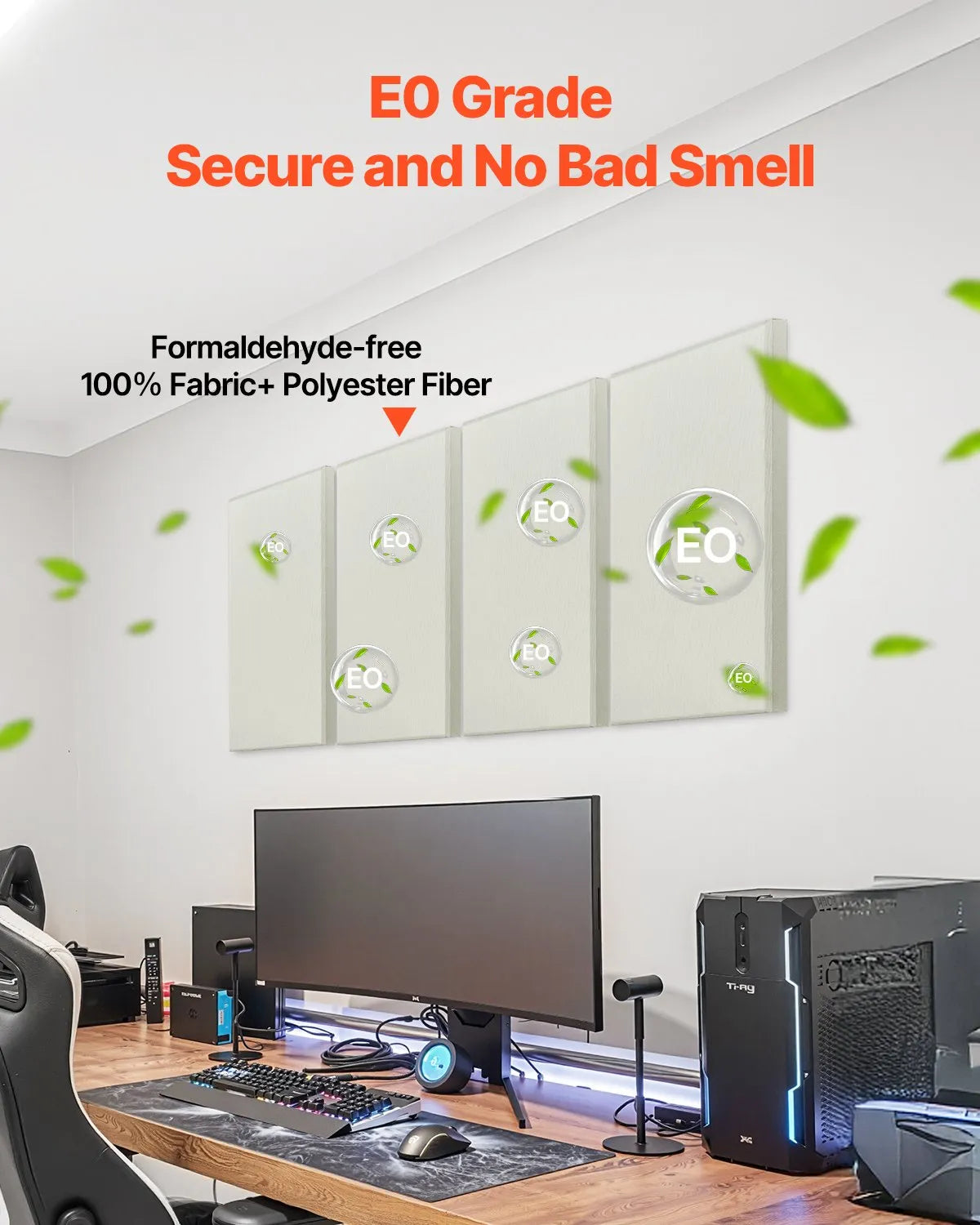 VEVOR 4 PCS Acoustic Wall Panels 2 in Thick 23.6 x 11.8 in Self-adhesive Beige