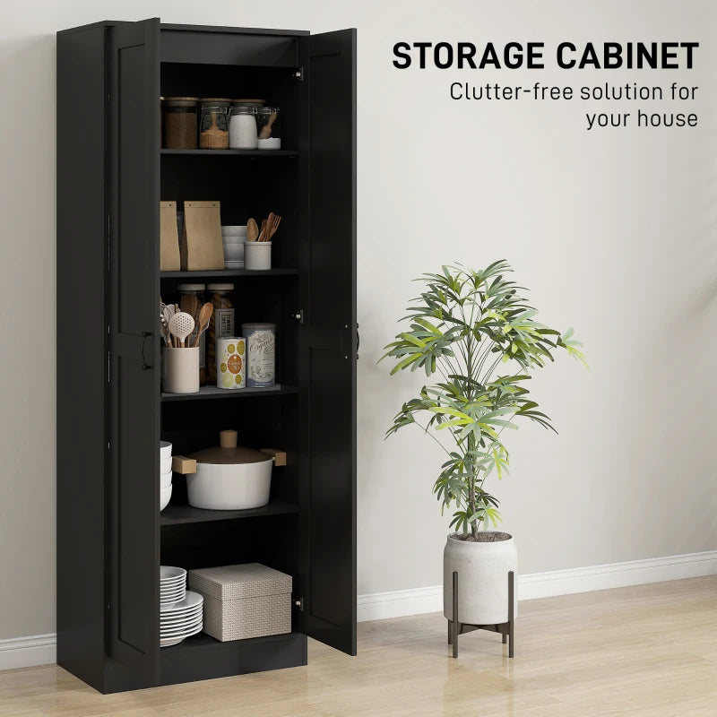 69" Tall Pantry Cabinet with Adjustable Shelves, Modern Kitchen Pantry Cabinet with Soft Close Doors, Black
