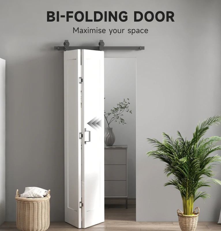 35" x 83" Sliding Door with 3.6FT Bi-Folding Door, Hardware Kit Included & Handle, DIY Paintable MDF Surface