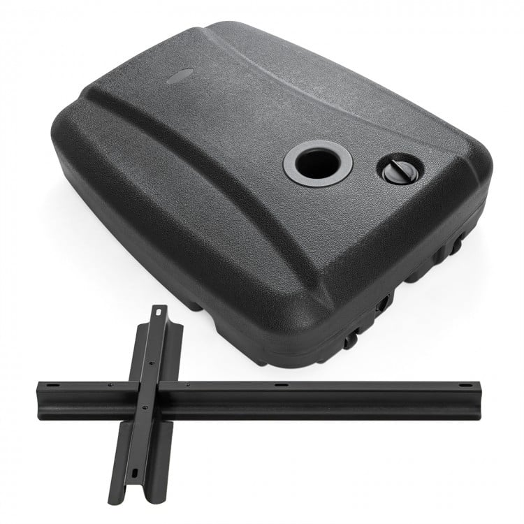 220 LBS Cantilever Patio Umbrella Base Stand with Wheels Fillable offset Umbrella Stand-Black